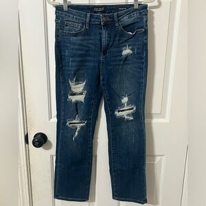 Judy Blue Women’s 11/30 Straight Leg Distressed Stretch Hi-waisted Comfy Jeans